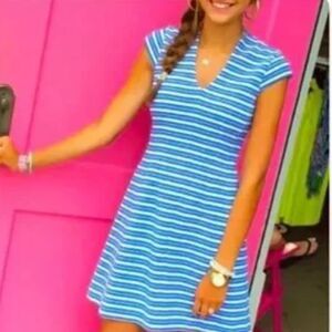 LILLY PULITZER Bree Ottoman Shift Dress Bay Blue Fit Flare Mini Dress Size XS